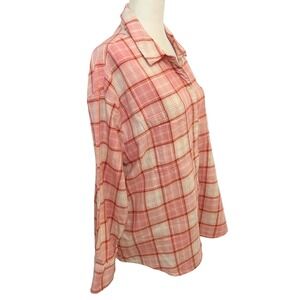 Old Navy The Boyfriend Shirt XL Pink Plaid Flannel Button Down Long Sleeve